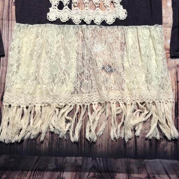 Umgee blue and cream small long cardigan - Picture 6 of 9